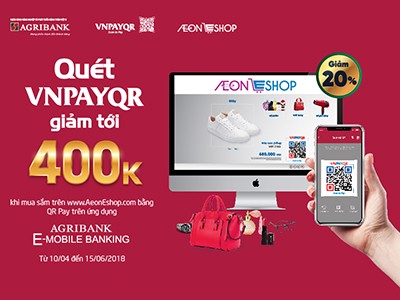 Nhận ưu đãi giảm tới 400.000 đồng khi mua sắm trên AeonEshop.com với Agribank