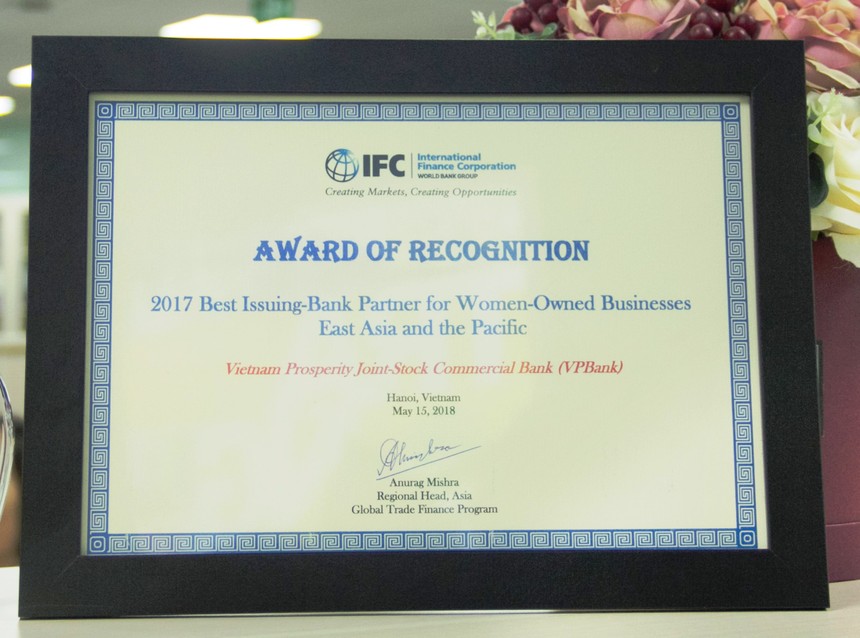 VPBank nhận giải thưởng “Ngân hàng phát hành tốt nhất khu vực Đông Á - Thái Bình Dương cho doanh nghiệp do phụ nữ làm chủ” 