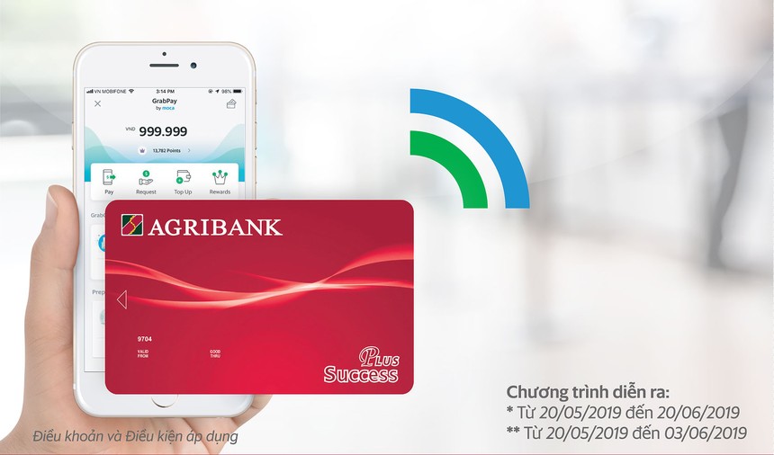 Chủ thẻ Agribank được ưu đãi khi thanh toán dịch vụ Grab qua Ví điện tử Moca