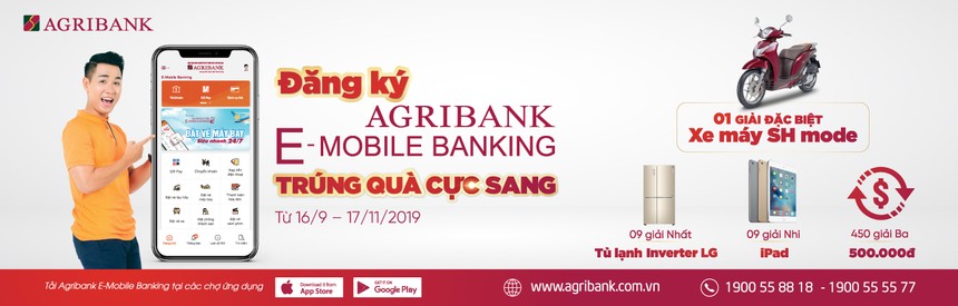 “Đăng ký Agribank E-Mobile Banking trúng quà cực sang”