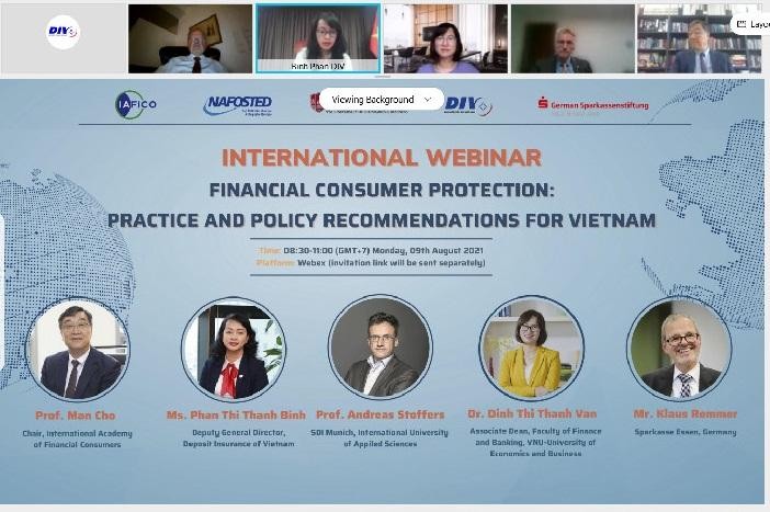 Bảo hiểm tiền gửi Việt Nam đồng tổ chức Hội thảo quốc tế trực tuyến về bảo vệ người tiêu dùng tài chính