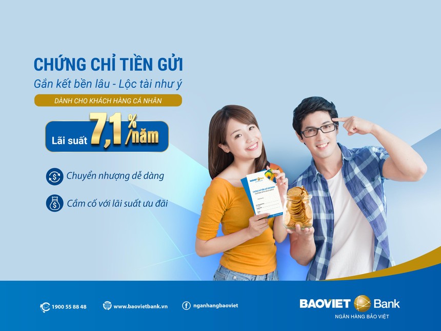 BAOVIET Bank phát hành 1000 tỷ đồng chứng chỉ tiền gửi với lãi suất 7,1%/năm