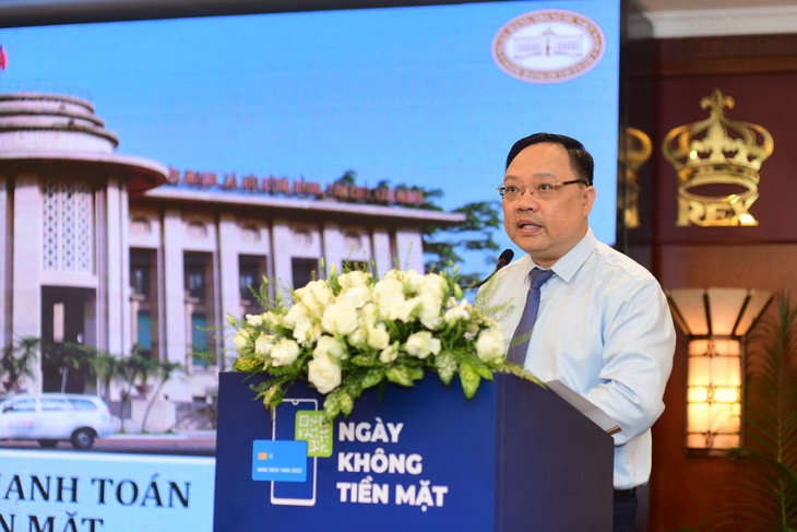 Ông Phạm Anh Tuấn, Vụ trưởng Vụ Thanh toán, NHNN chia sẻ thông tin tại Sự kiện