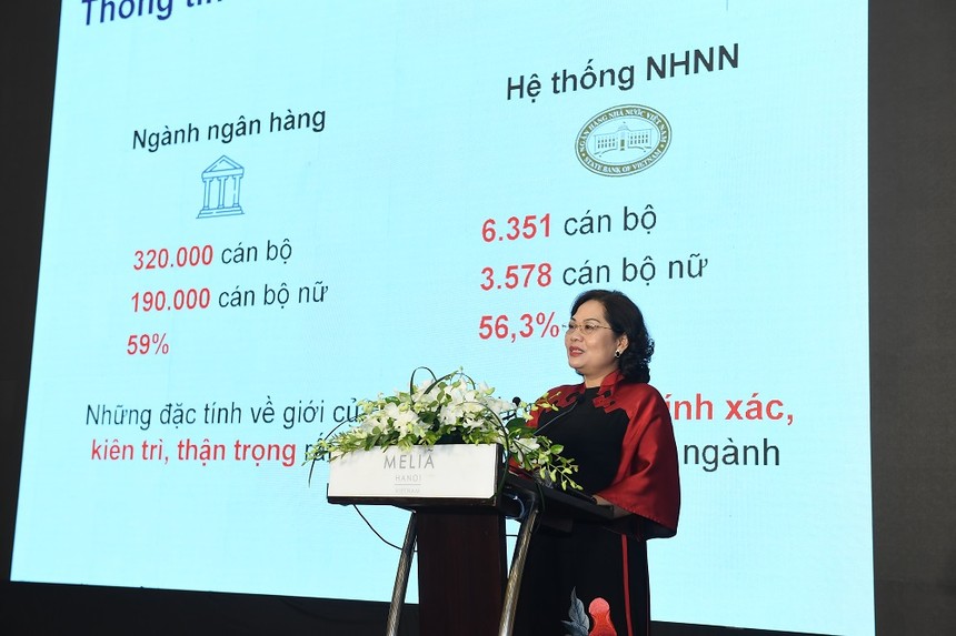 Bà Nguyễn Thị Hồng, Thống đốc Ngân hàng Nhà nước Việt Nam phát biểu tại sự kiện