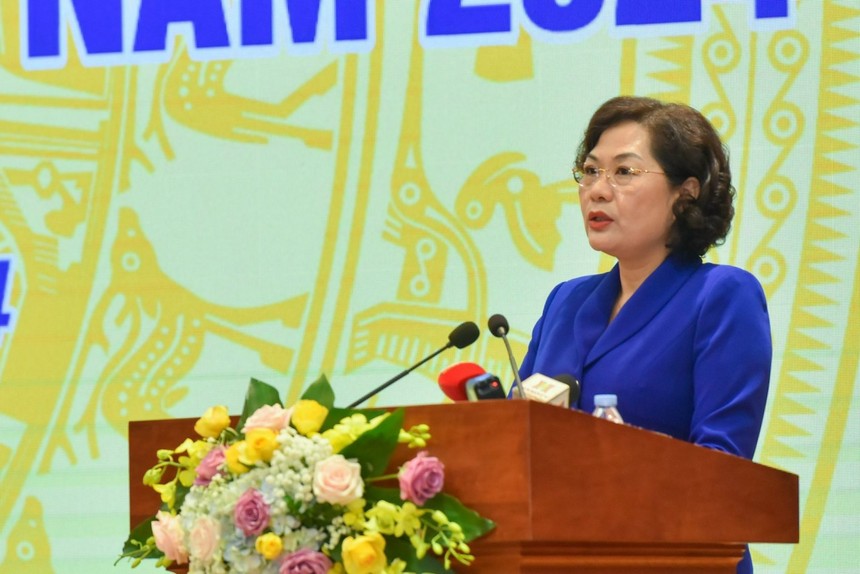 Bà Nguyễn Thị Hồng, Thống đốc Ngân hàng Nhà nước Việt Nam phát biểu khai mạc Hội nghị