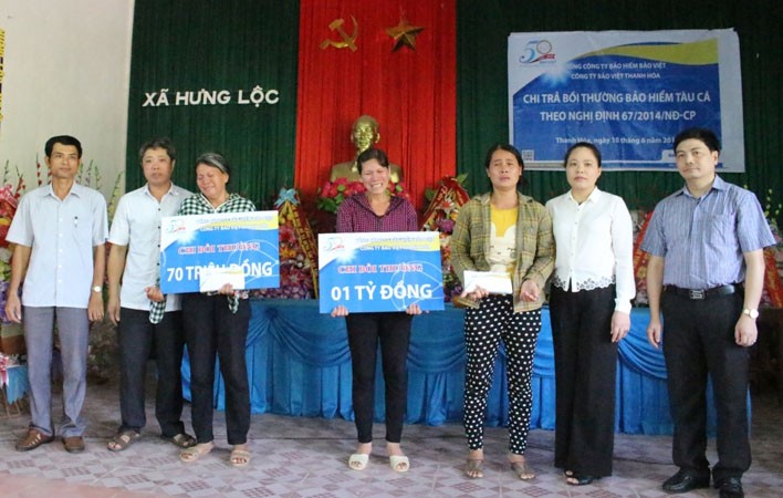 Bảo hiểm Bảo Việt chi trả gần 2 tỷ đồng bồi thường cho 2 tàu cá Thanh Hóa