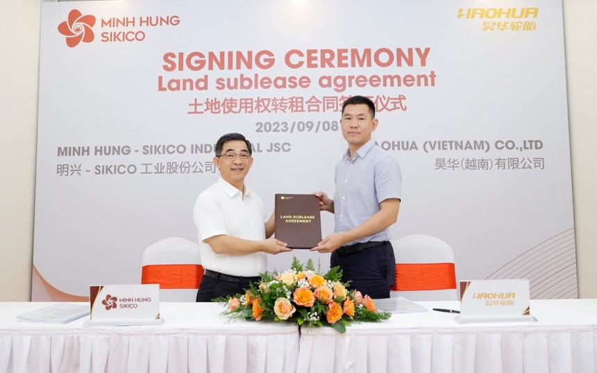 Lễ ký kết hợp đồng thuê lại đất giữa Công ty TNHH HAOHUA (Việt Nam) và chủ đầu tư KCN Minh Hưng Sikico diễn ra ngày 8/9. 