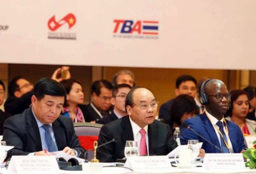 Thủ tướng Nguyễn Xuân Phúc phát biểu tại Diễn đàn VBF sáng nay.