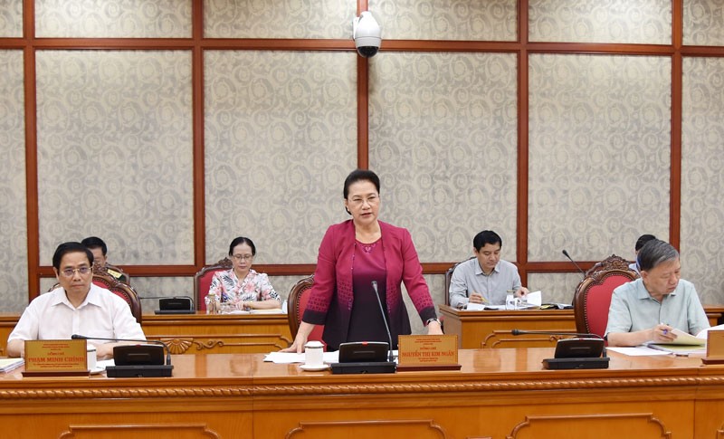 Chủ tịch Quốc hội Nguyễn Thị Kim Ngân chủ trì buổi àm việc với Đảng bộ tỉnh Bắc Ninh (Ảnh: Quochoi.vn)