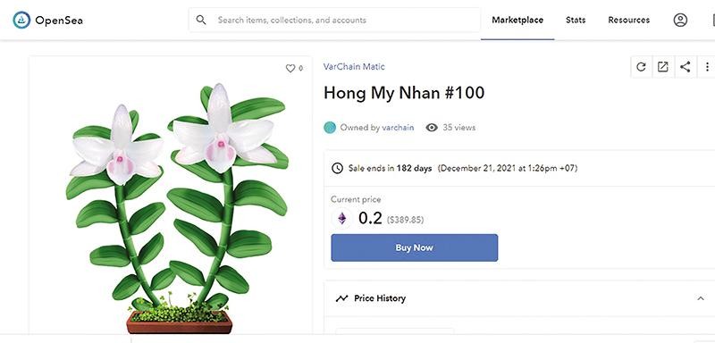 Lan đột biến của Việt Nam được mã hóa thành tài sản số và đăng bán trên sàn giao dịch OpenSea (ảnh chụp từ màn hình)