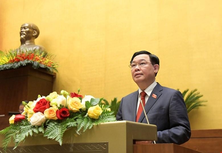 Chủ tịch Quốc hội Vương Đình Huệ phát biểu khai mạc kỳ họp thứ nhất của Quốc hội khoá XV .