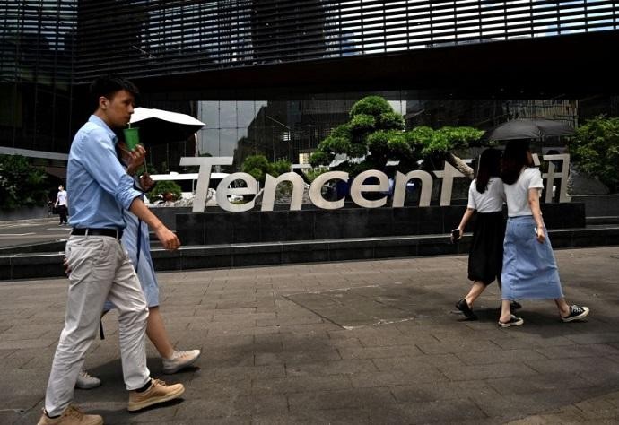 Bên ngoài trụ sở của Tập đoàn công nghệ Tencent ở thành phố Thâm Quyến, Trung Quốc. Ảnh: AFP