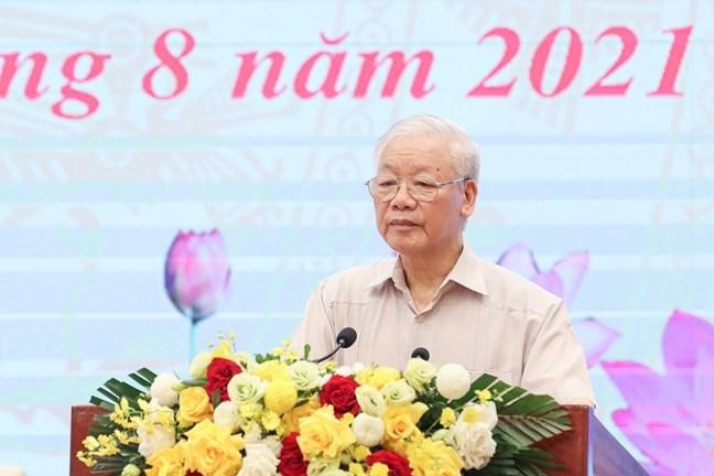 Tổng Bí thư Nguyễn Phú Trọng phát biểu tại Hội nghị (Ảnh - Quang Vinh)