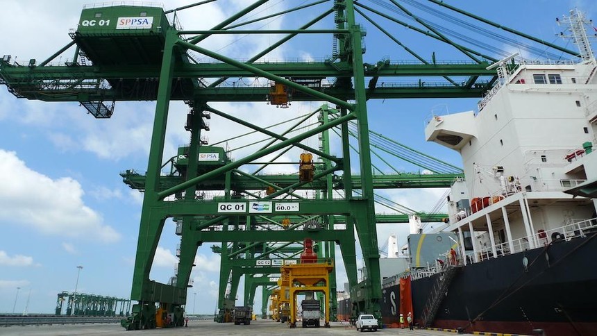 Cảng SP-PSA là cảng container nước sâu đầu tiên của khu vực Cái Mép - Thị Vải. (Ảnh: SP-PSA).