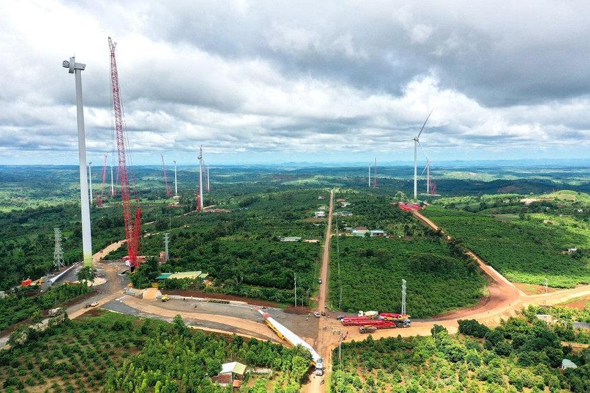 Dự án điện gió Ea Nam mới hoàn thành đạt khoảng 80% khối lượng công trình.