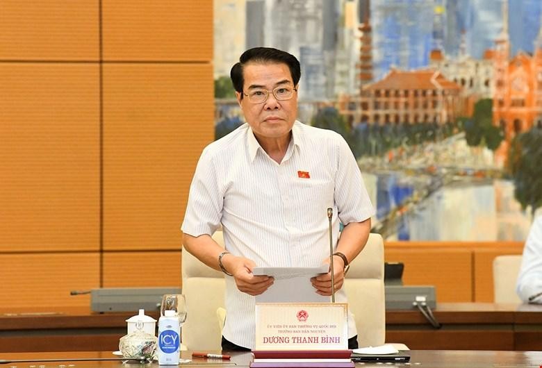 Trưởng ban Dân nguyện Dương Thanh Bình báo cáo tại phiên họp.