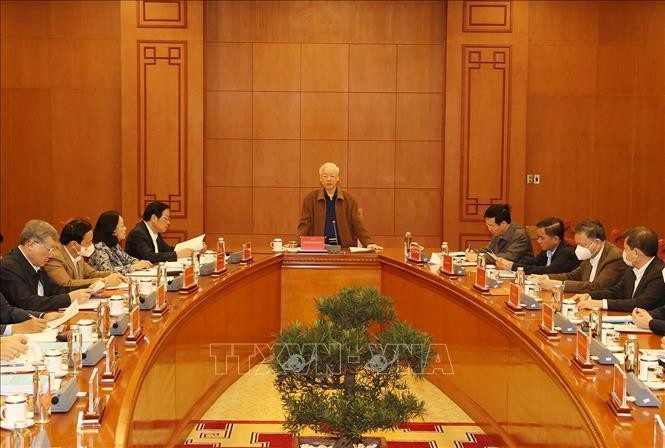 Tổng Bí thư Nguyễn Phú Trọng chủ trì cuộc họp Ban Chỉ đạo Trung ương về phòng, chống tham nhũng, tiêu cực (Ảnh: TTXVN)