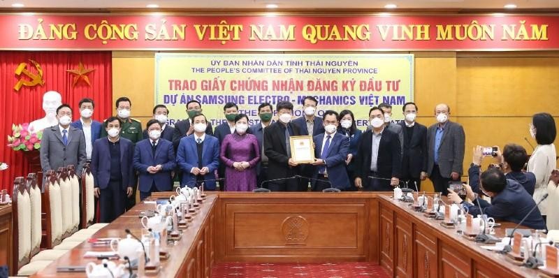 Dự án Samsung Electro-mechanics Việt Nam (Thái Nguyên) nhận chứng nhận đăng ký đầu tư tăng vốn thêm 920 triệu USD
