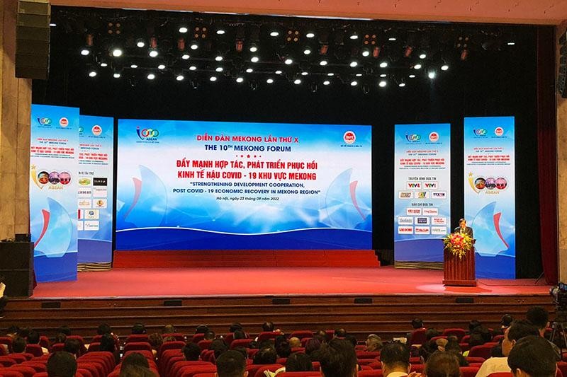 Diễn đàn Mekong lần thứ X với chủ đề “Đẩy mạnh hợp tác phát triển, phục hồi kinh tế hậu Covid-19 khu vực Mekong”. (Ảnh: K.T)