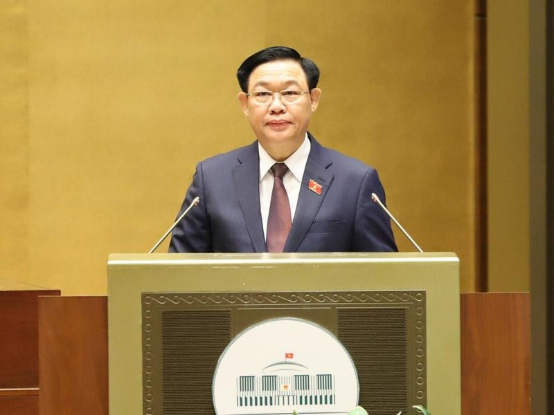Chủ tịch Quốc hội Vương Đình Huệ phát biểu khai mạc kỳ họp. (Ảnh: Duy Linh).