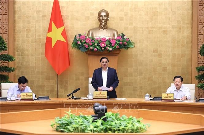 Thủ tướng Phạm Minh Chính chủ trì phiên họp Chính phủ thường kỳ tháng 10/2022. (Ảnh: TTXVN)