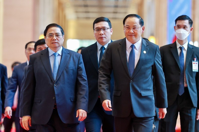 Thủ tướng Phạm Minh Chính và Thủ tướng Sonexay Siphandone đồng chủ trì Kỳ họp 45 Ủy ban liên Chính phủ Việt Nam - Lào (Ảnh Đức Trung)