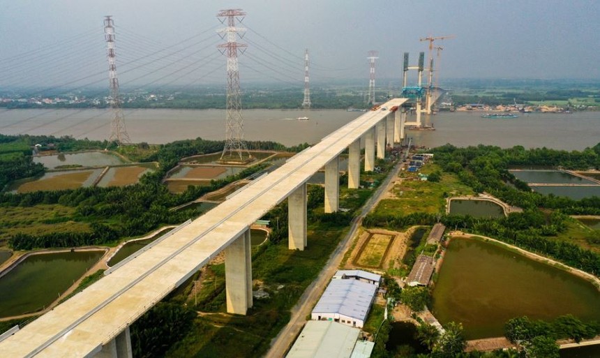 Hạng mục cầu Phước Khánh thuộc Dự án xây dựng đường cao tốc Bến Lức - Long Thành.