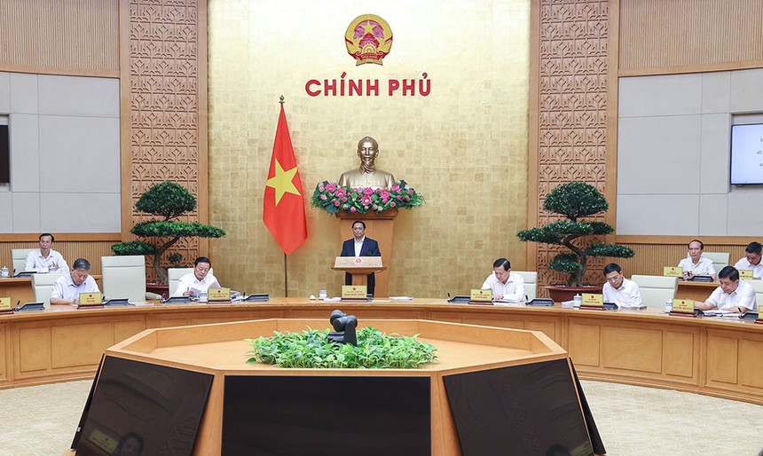 Thủ tướng Phạm Minh Chính chủ trì phiên họp Chính phủ thường kỳ tháng 4/2023 (Ảnh: Nhật Bắc) 