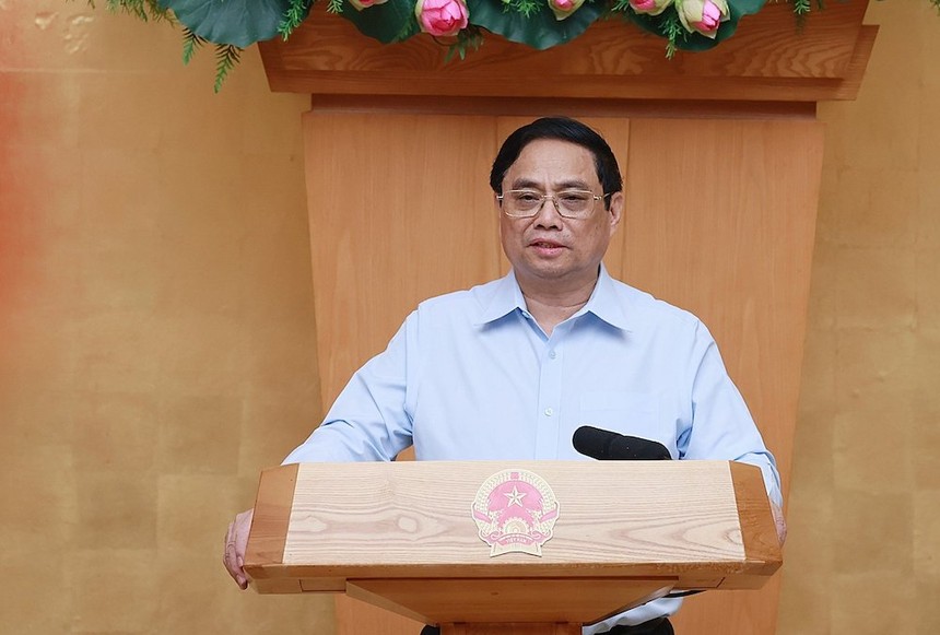 Thủ tướng Chính phủ Phạm Minh Chính phát biểu tại phiên họp Chính phủ thường kỳ ngày 5/8 (Ảnh: VGP)