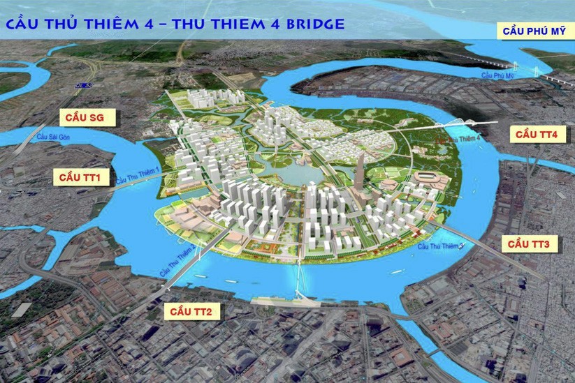 Vị trí xây cầu Thủ Thiêm 4 trên sông Sài Gòn 