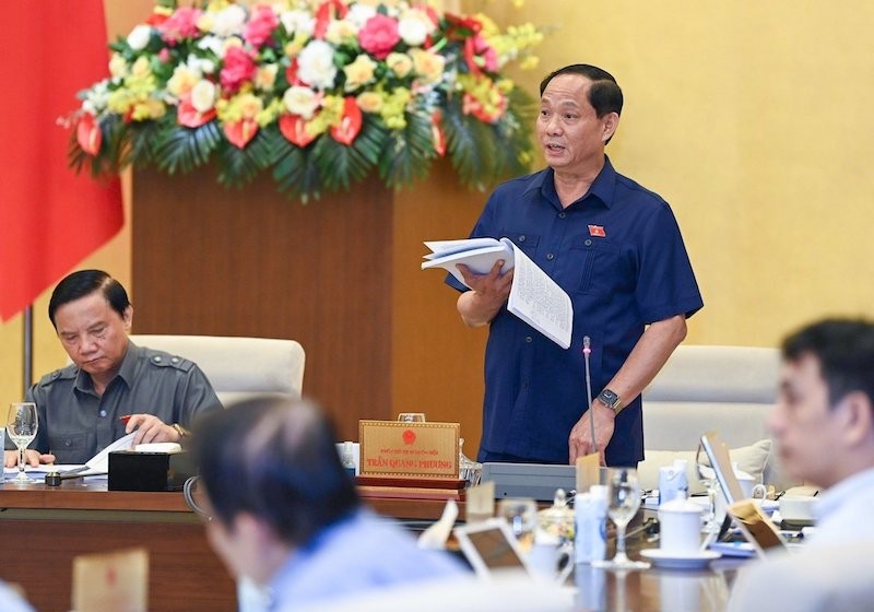Phó chủ tịch Quốc hội Trần Quang Phương phát biểu tại phiên thảo luận.
