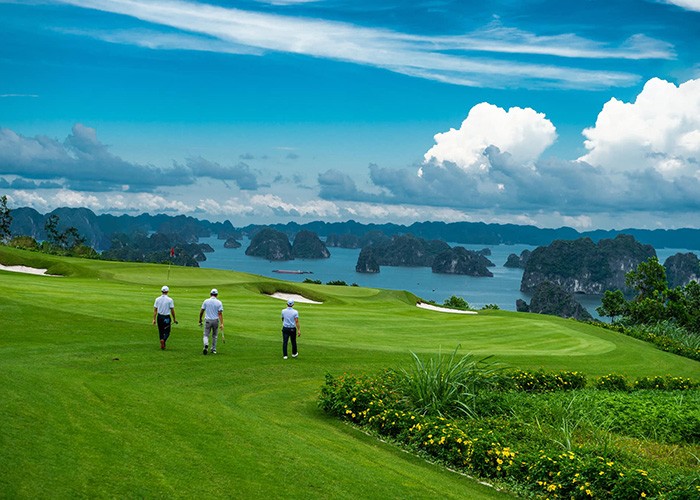 Sân golf FLC Hạ Long có tầm nhìn hướng vịnh.