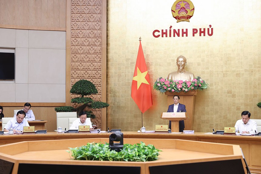 Thủ tướng Phạm Minh Chính chủ trì phiên họp Chính phủ thường kỳ tháng 8/2023 (Ảnh: Nhật Bắc) 