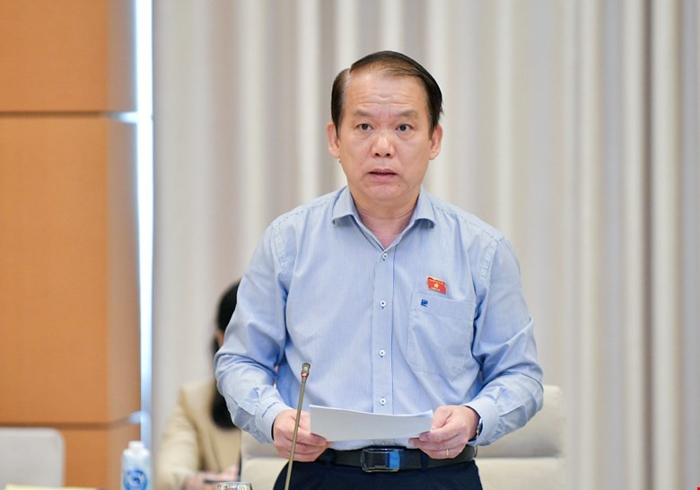 Chủ nhiệm Ủy ban Pháp luật Hoàng Thanh Tùng trình bày báo cáo thẩm tra.