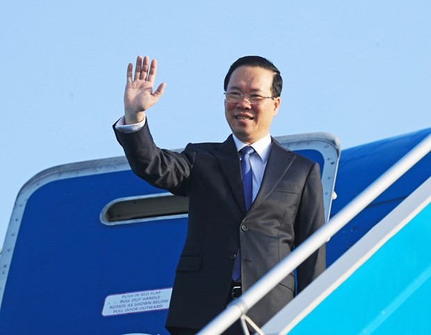 Chủ tịch nước Võ Văn Thưởng lên đường sang Bắc Kinh, tham dự Diễn đàn cấp cao hợp tác quốc tế “Vành đai và Con đường” lần thứ ba từ ngày 17 - 20/10. (Ảnh: TTXVN) 