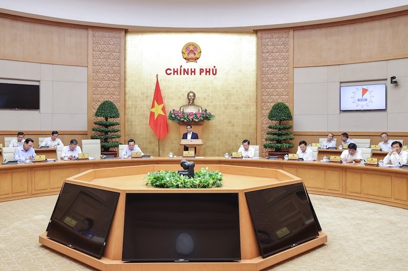 Thủ tướng Phạm Minh Chính chủ trì phiên họp Chính phủ thường kỳ tháng 10/2023. (Ảnh: Nhật Bắc) 