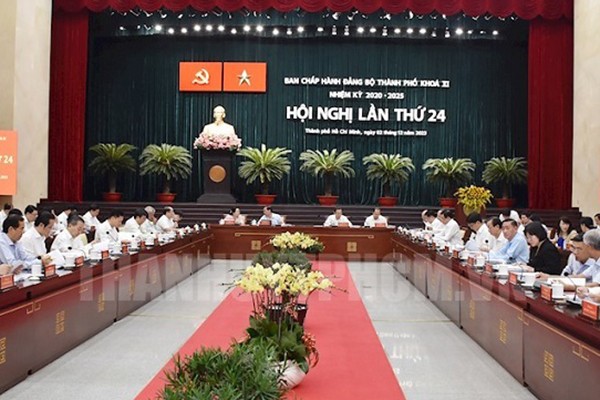 Quang cảnh Hội nghị lần thứ 24 của Đảng bộ TP.HCM nhiệm kỳ 2020-2025 - Ảnh: Thanhuytphcm.vn
