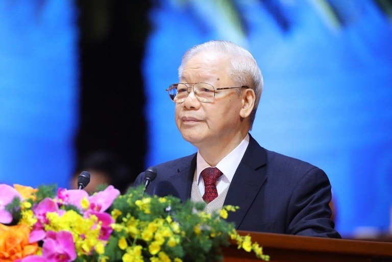Tổng Bí thư Nguyễn Phú Trọng phát biểu tại Đại hội Công đoàn Việt Nam. (Ảnh: Đức Vũ)