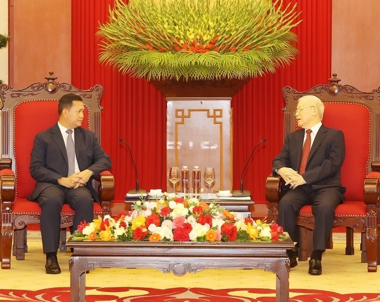 Tổng Bí thư Nguyễn Phú Trọng đánh giá cao chuyến thăm của Thủ tướng Hun Manet có ý nghĩa quan trọng, góp phần củng cố và tạo dấu ấn mới trong quan hệ Việt Nam - Campuchia. 