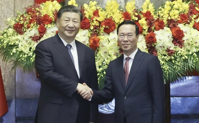 Chủ tịch nước Võ Văn Thưởng và Tổng Bí thư, Chủ tịch nước Trung Quốc (Ảnh: TTXVN)