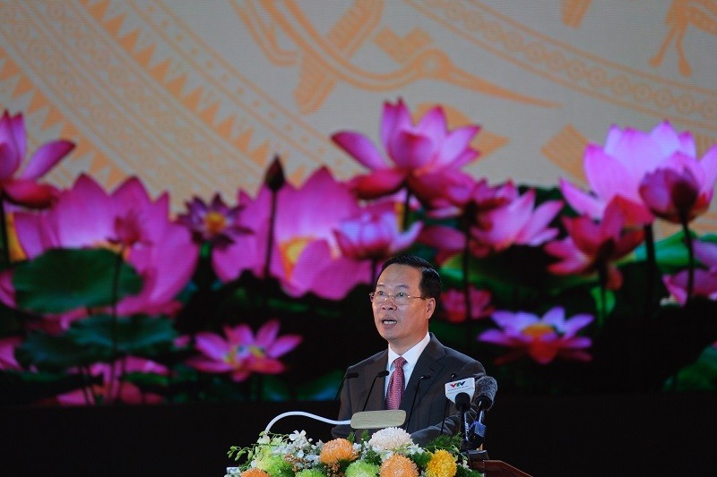 Chủ tịch nước Võ Văn Thưởng phát biểu tại Lễ kỷ niệm 20 năm Thành phố Cần Thơ trực thuộc Trung ương