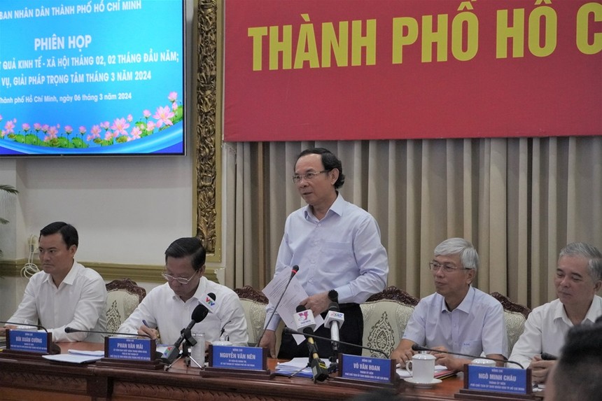 Bí thư Thành ủy TP.HCM Nguyễn Văn Nên đề nghị phiên tòa xét xử đại án Vạn Thịnh Phát đang diễn phải bảo đảm không ảnh hưởng đến các hoạt động khác của Thành phố. Ảnh: TTBC
