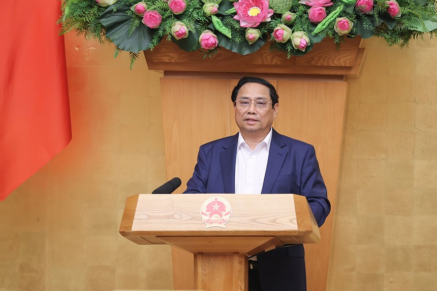 Thủ tướng Phạm Minh Chính chủ trì phiên họp Chính phủ thường kỳ tháng 3/2024 và Hội nghị trực tuyến Chính phủ với địa phương diễn ra ngày 3/4. (Ảnh: VGP)