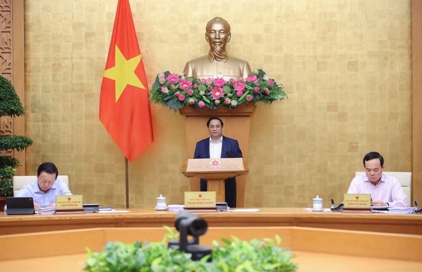 Thủ tướng Phạm Minh Chính chủ trì phiên họp Chính phủ thường kỳ tháng 3/2024 và Hội nghị trực tuyến Chính phủ với địa phương. (Ảnh: VGP)