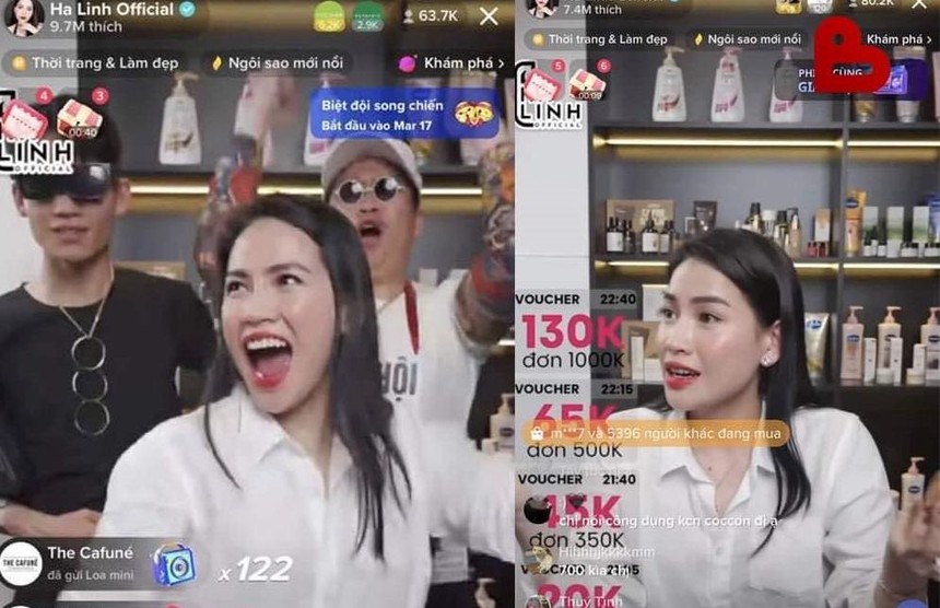 Một phiên livestream bán hàng của "chiến thần livestream" Hà Linh.