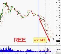 Kể từ đầu năm 2008, cổ phiếu REE  đã mất đi hơn 72,04% giá trị.
