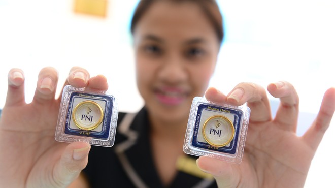 Vàng nhẫn thương hiệu PNJ được bày bán tại một số cửa hàng ở TP. HCM .
